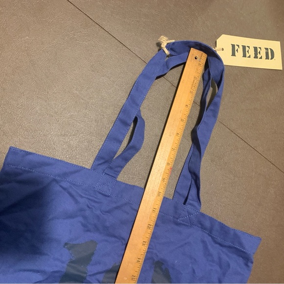 (1) FEED 10 lightweight and foldable classic tote organic cotton Blue Nwt - Picture 4 of 5
